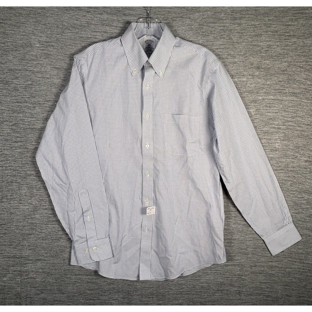 Brooks Brothers 1818 Dress Shirt 14.5 2/3 Regent Fit Non-Iron Blue Check NWT
